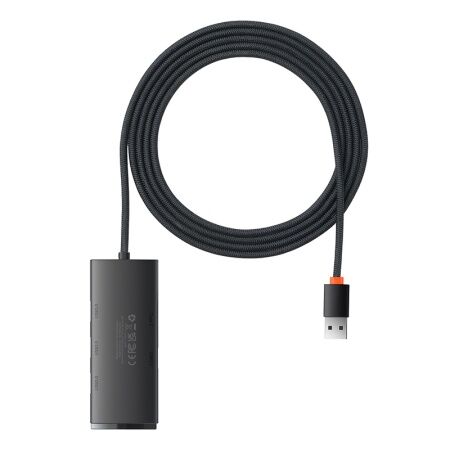 Переходник/Адаптер BASEUS Lite Series 4-Port, Разветвитель, USB - 4xUSB3.0, черный, кабель 2м - 3