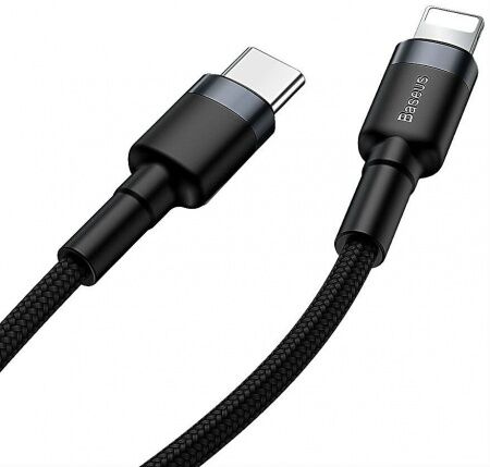 Кабель USB-C BASEUS Cafule, Type-C - Lightning, 2.4А, 18W, 1 м, серыйчерный - 5