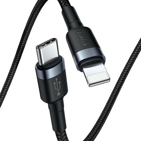 Кабель USB-C BASEUS Cafule, Type-C - Lightning, 2.4А, 18W, 1 м, серыйчерный - 4