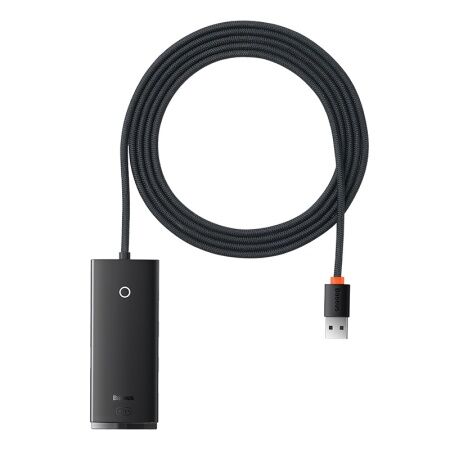 Переходник/Адаптер BASEUS Lite Series 4-Port, Разветвитель, USB - 4xUSB3.0, черный, кабель 2м - 1