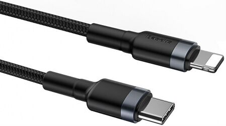 Кабель USB-C BASEUS Cafule, Type-C - Lightning, 2.4А, 18W, 1 м, серыйчерный - 3