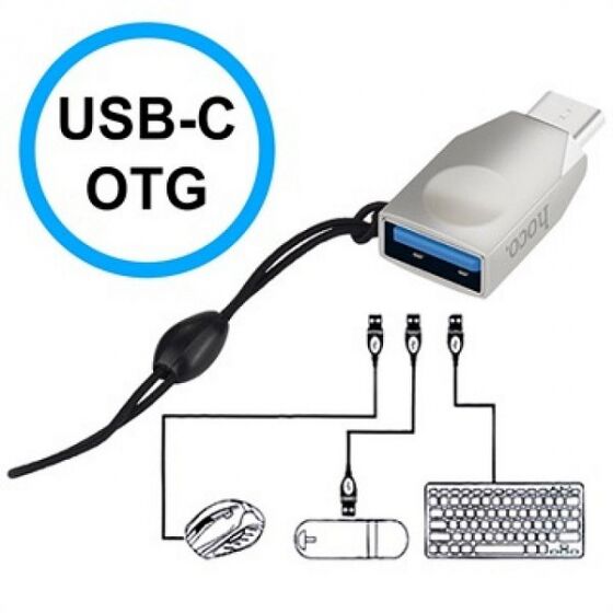 OTG адаптер HOCO UA9 Type-C на USB (серый) - 6