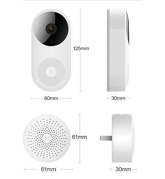 Умный дверной звонок Xiaobai Smart Video Doorbell D1 Set CMDR001W (White) - 5