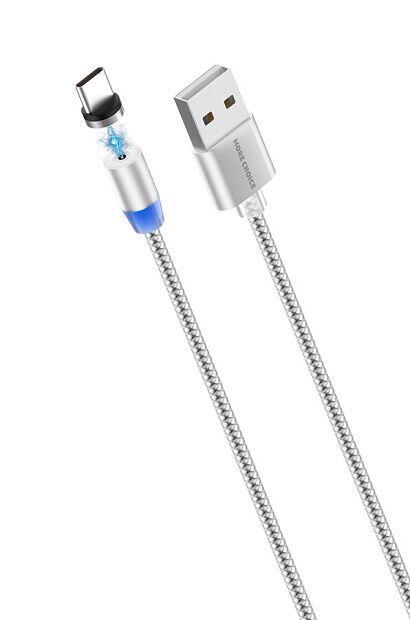 Дата-кабель Smart USB 3.0A для Type-C Magnetic More choice K61Sa нейлон 1м серебристый - 1