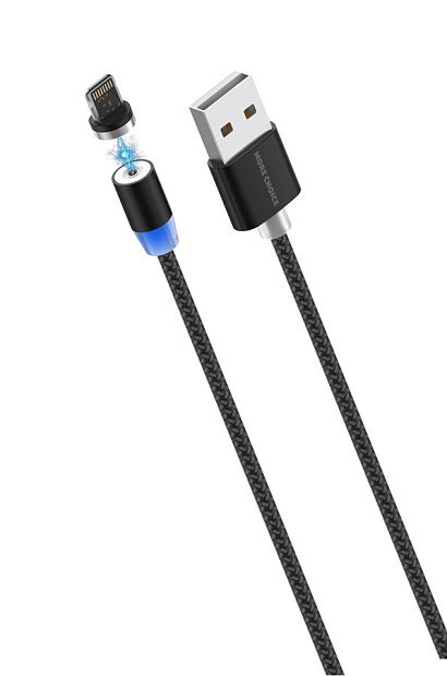 Дата-кабель Smart USB 2.4A для Lightning 8-pin Magnetic More choice K61Si нейлон 1м Черный - 1
