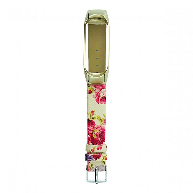 Ремешок кожаный для Xiaomi Mi Band 4 Leather Strap Flower Design (Beige/Бежевый) - 1