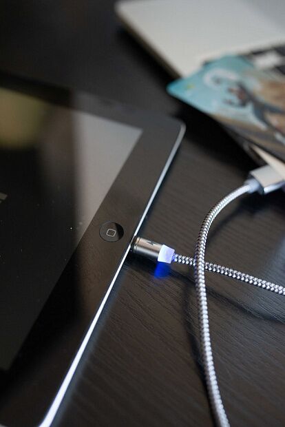 Дата-кабель Smart USB 2.4A для Lightning 8-pin Magnetic More choice K61Si нейлон 1м темно-серый - 2