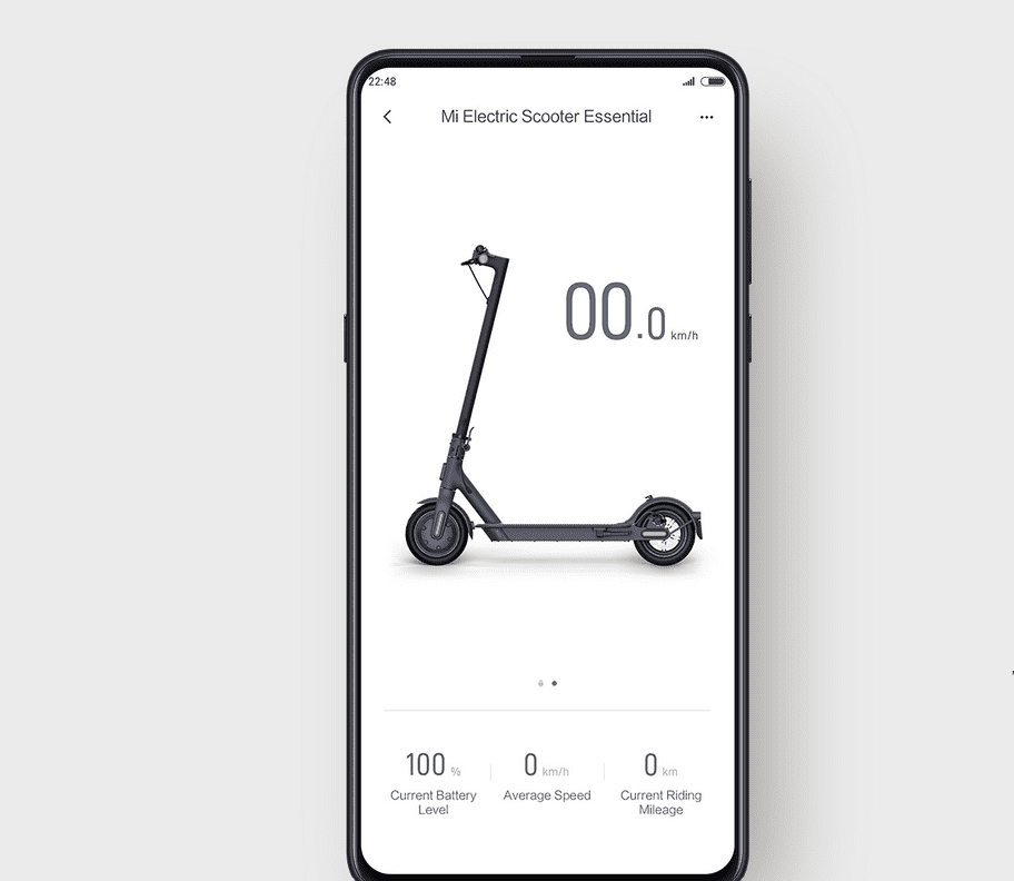 Меню приложения для электросамоката Xiaomi Mi Electric Scooter Essential