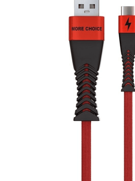 Дата-кабель Smart USB 3.0A для Type-C More choice K41Sa нейлон 1м черно-красный - 1