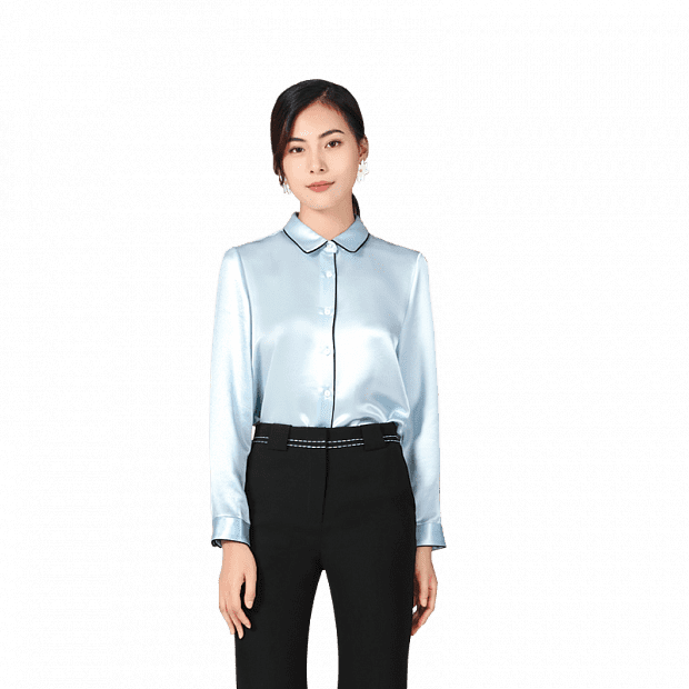 Блузка с длинным рукавом Xiaomi First-Time Acetic Acid Fashion Simple Shirt (Blue/Голубой) - 3