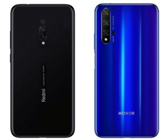 Сравнение тыльной стороны смартфонов Xiaomi Mi9T и Honor 20 Сравнение задней крышки Сяоми Ми9Т и Хонор 20