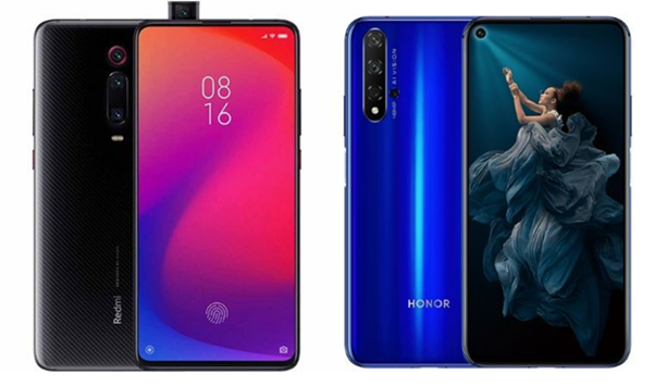 Сравнение дизайна телефонов Xiaomi Mi9T и Honor 20 Сравнение внешнего вида Xiaomi Mi 9T и Honor 20