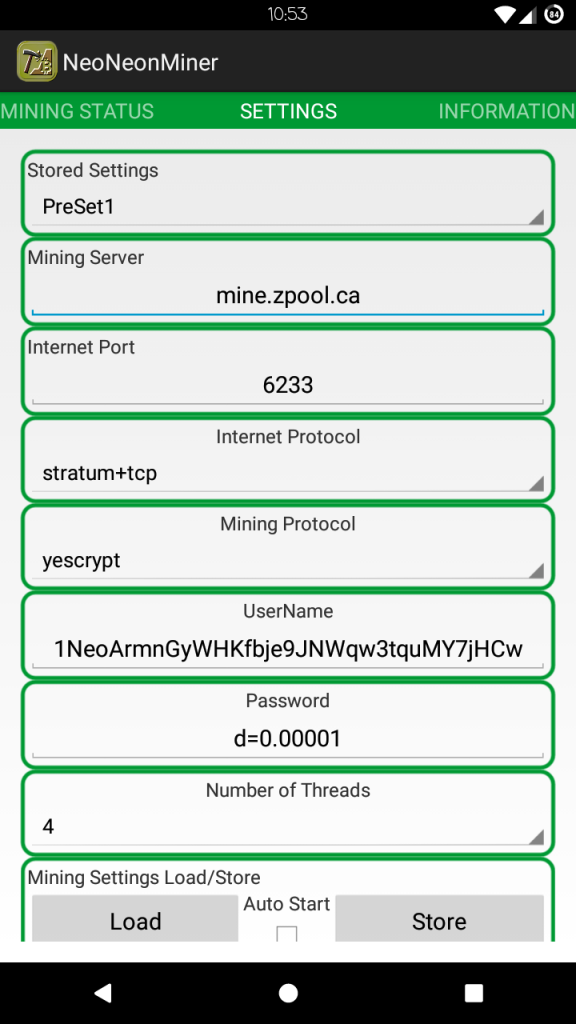 Скриншот NeoNeonMiner Скриншот NeoNeonMiner