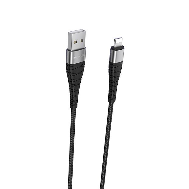 USB кабель BOROFONE BX32 Munificent Lightning 8-pin, 1м, 5A, нейлон (черный) - 2