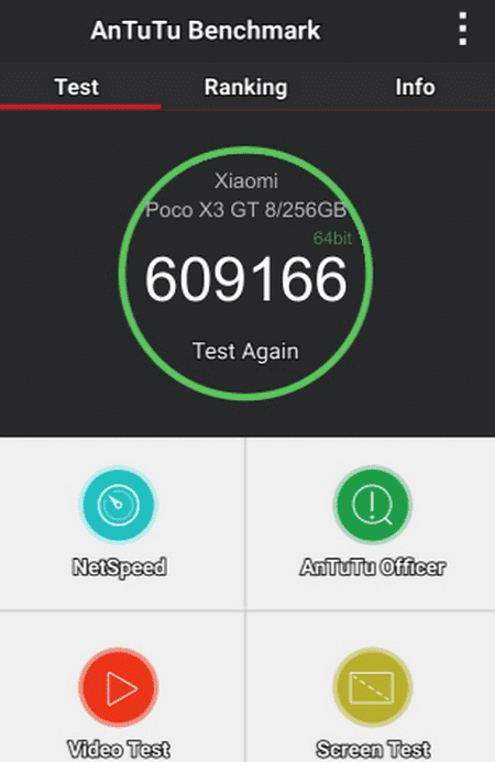 Уровень производительности телефона Xiaomi POCO X3 GT по AnTuTu